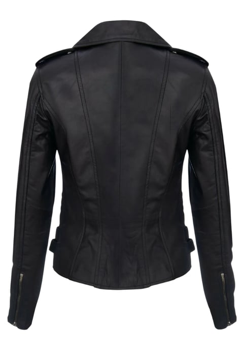 Dames leren zwarte Brando bikerjack - Constantia - Image 5