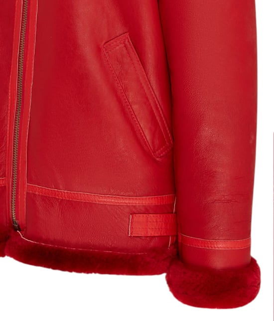 Röd B3 Bomber RAF Aviator Fårskinnsjacka Herr - Wyndham - Image 6