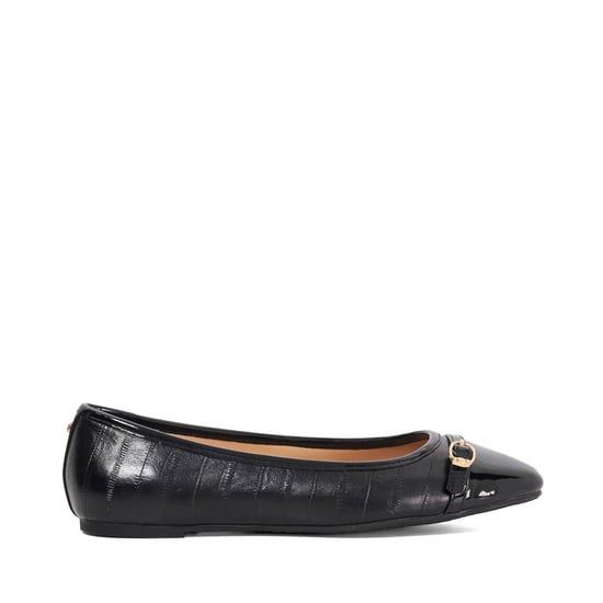 Dune Ladies Habitats - Patent Textured Leather Buckle Detail Ballet Flat - Image 2