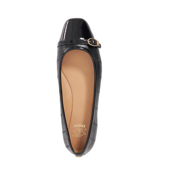 Dune Ladies Habitats - Patent Textured Leather Buckle Detail Ballet Flat - Image 3