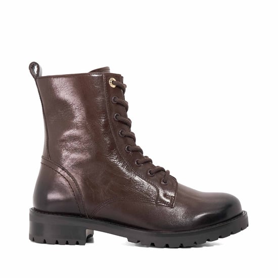Dune Ladies Partens - Leather Lace Up Chunky Biker Boots - Image 2