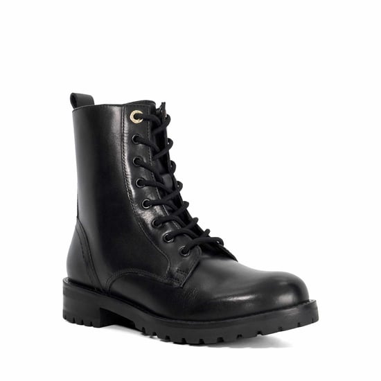 Dune Ladies Partens - Leather Lace Up Chunky Biker Boots - Image 1