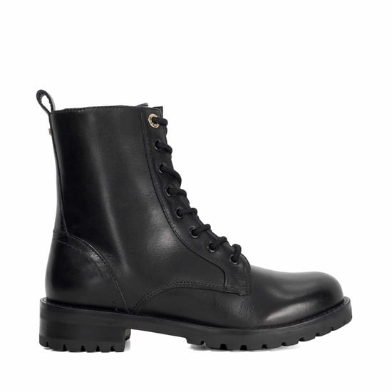 Dune Ladies Partens - Leather Lace Up Chunky Biker Boots - Image 2