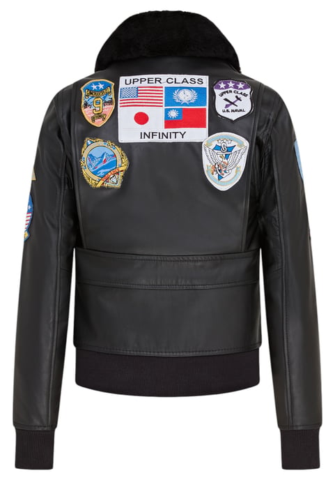 Women's Black A2 Top Gun Leather Bomber Jacket-Springs - Image 5