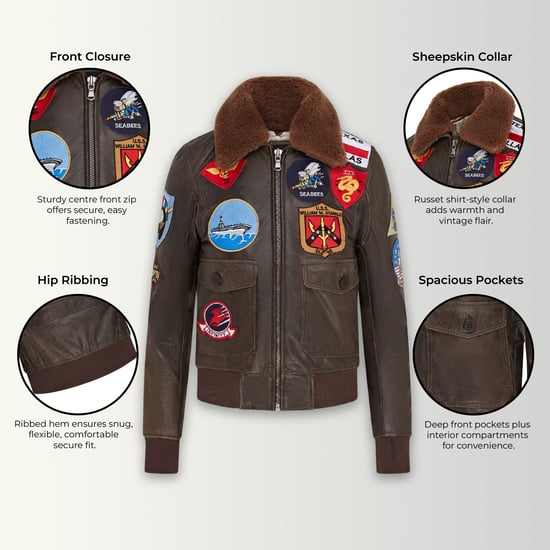 Women's Black A2 Top Gun Leather Bomber Jacket-Kimberley - Image 3