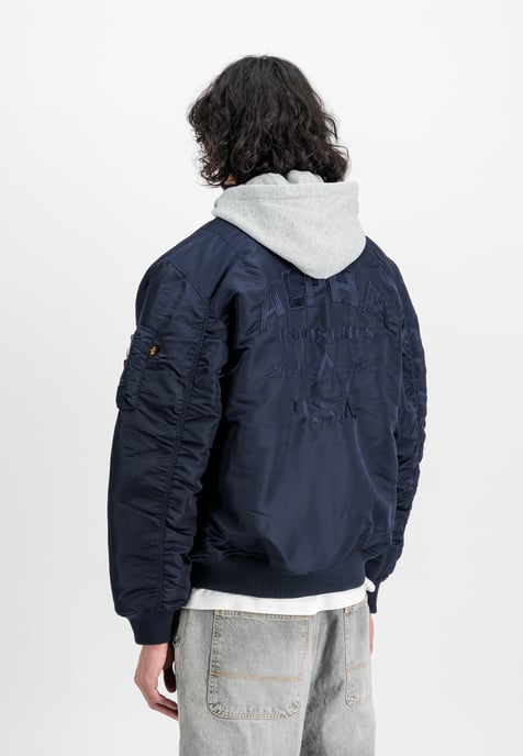 MA-1 Zip Hood Back Embroidery Bomber Jacket - Image 3