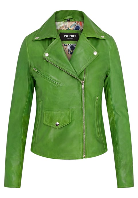 Dames Apple Green Classic Brando Biker leren jack - Broome - Image 1