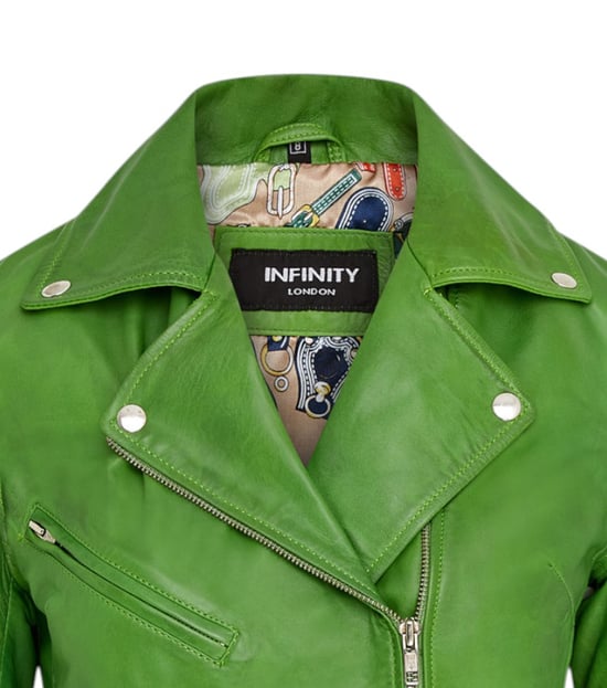 Dames Apple Green Classic Brando Biker leren jack - Broome - Image 5