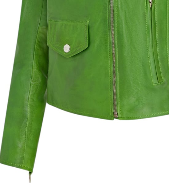Dames Apple Green Classic Brando Biker leren jack - Broome - Image 6