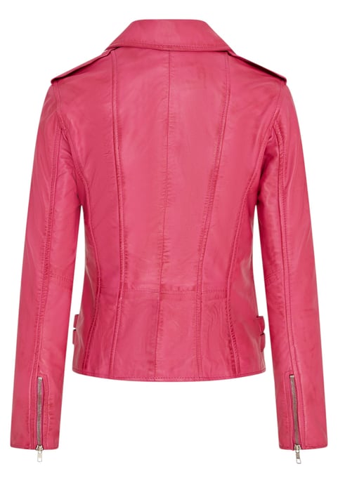 Womens Leather Fuschia Pink Brando Biker Jacket-Constantia - Image 5