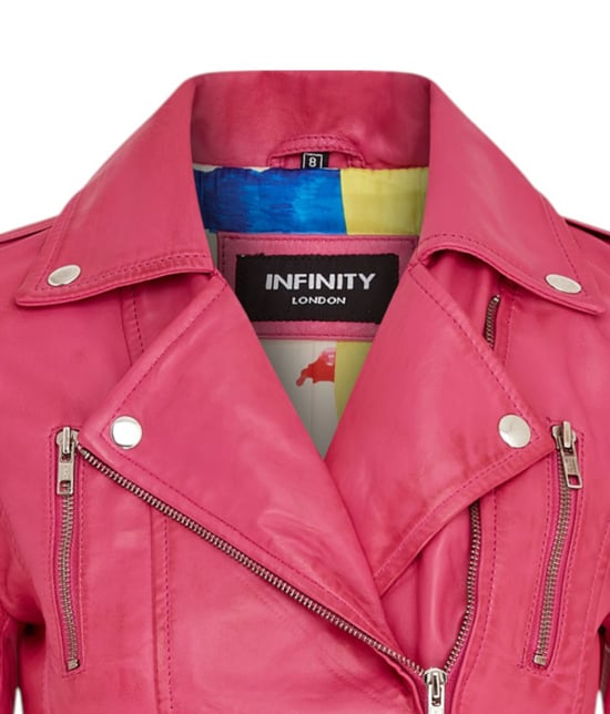 Womens Leather Fuschia Pink Brando Biker Jacket-Constantia - Image 6