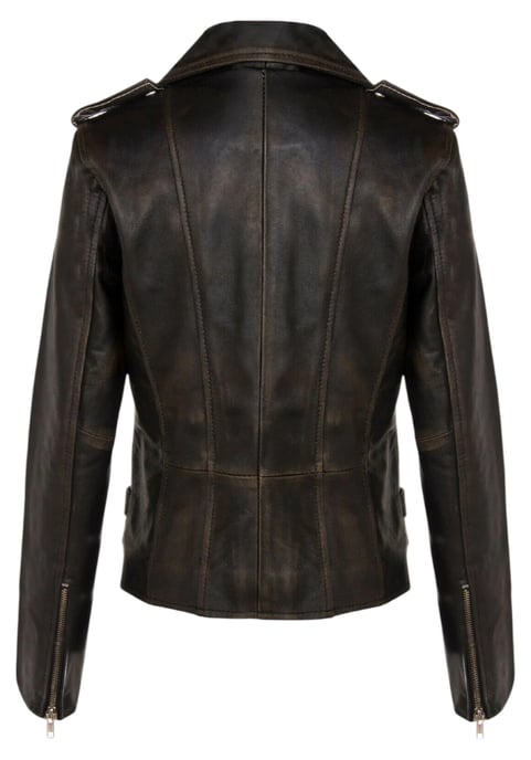 Dames leren vintage zwarte Brando bikerjack - Constantia - Image 5