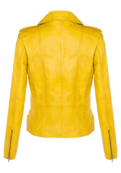 Dames leren gele Brando bikerjack - Constantia - Image 5