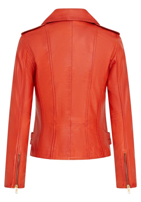 Dames leren oranje Brando bikerjack - Loddon - Image 4