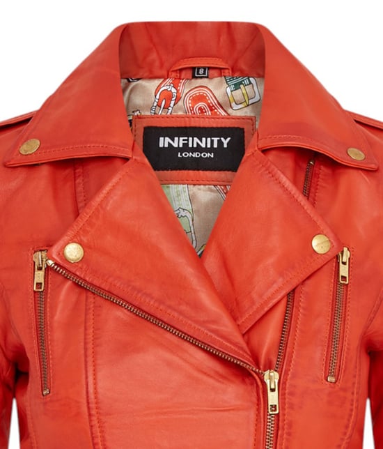 Dames leren oranje Brando bikerjack - Loddon - Image 5