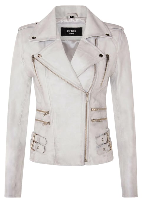 Dames leren witte Brando bikerjack - Constantia - Image 2