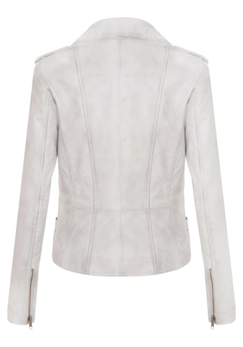 Dames leren witte Brando bikerjack - Constantia - Image 5