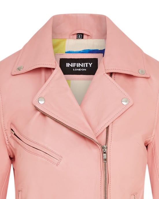 Women's Baby Pink Classic Brando Biker Leather Jacket - Soweto - Image 6
