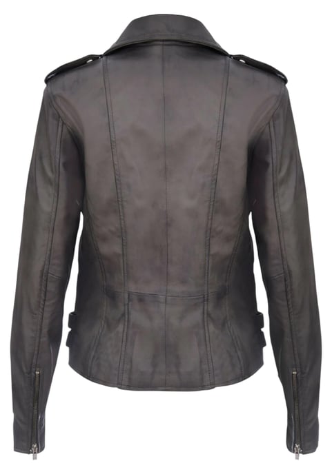 Dames leren grijze Brando bikerjack - Constantia - Image 5