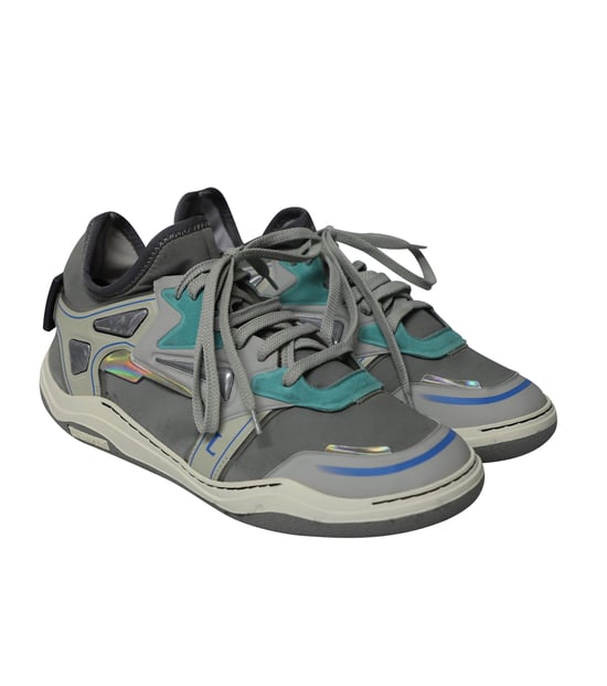 Lanvin Mid Top Neopren Dykarsneaker i grått nubuck kalvskinn - Image 3
