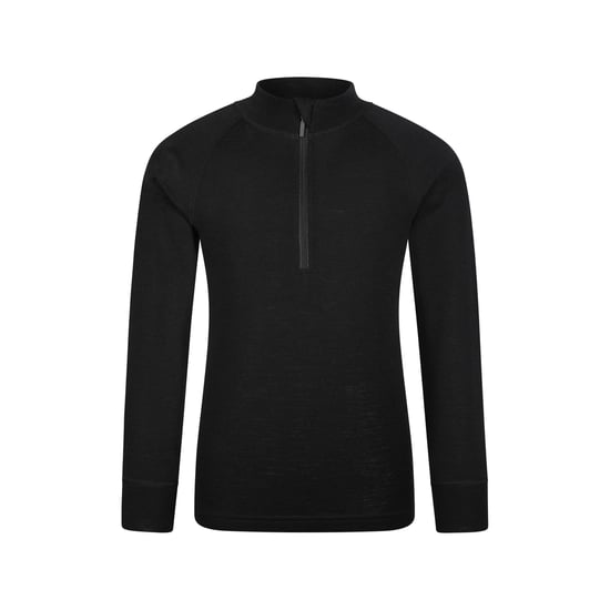 Mountain Warehouse Kinder/Kids Merino Blend Half Rits Base Layer Top (Zwart) - Image 1