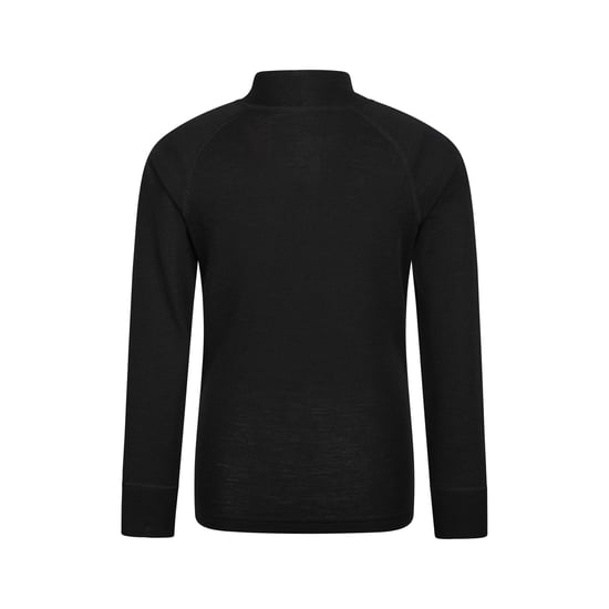 Mountain Warehouse Kinder/Kids Merino Blend Half Rits Base Layer Top (Zwart) - Image 2