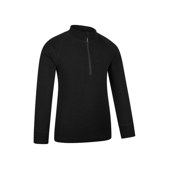 Mountain Warehouse Kinder/Kids Merino Blend Half Rits Base Layer Top (Zwart) - Image 3