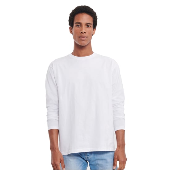 Russell Mens Plain Classic Long-Sleeved T-Shirt (White) - Image 1
