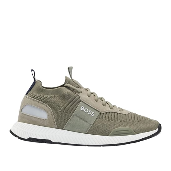 Boss Mens Titanium Suede Panel Löpning Träningsskor (Mörkgrön) - Image 1