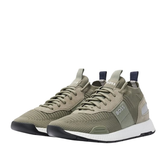 Boss Mens Titanium Suede Panel Löpning Träningsskor (Mörkgrön) - Image 3