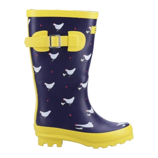 Cotswold Dames/Dames Farmyard Chicken Mid Calf Wellington Boots (Marine / geel) - Image 1