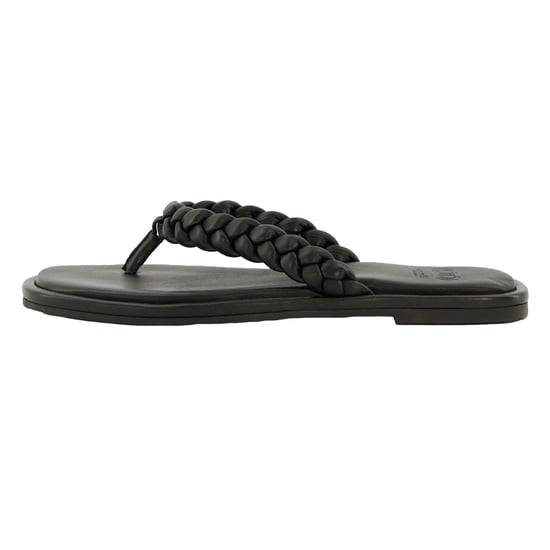 Dune London Loxx pläterade sandaler med tåspets i läder, dam/dam (Svart) - Image 2