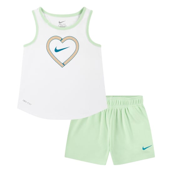 Nike Meisjes Happy Camper Mesh Top & Billen Set (Groen/Wit) - Image 1