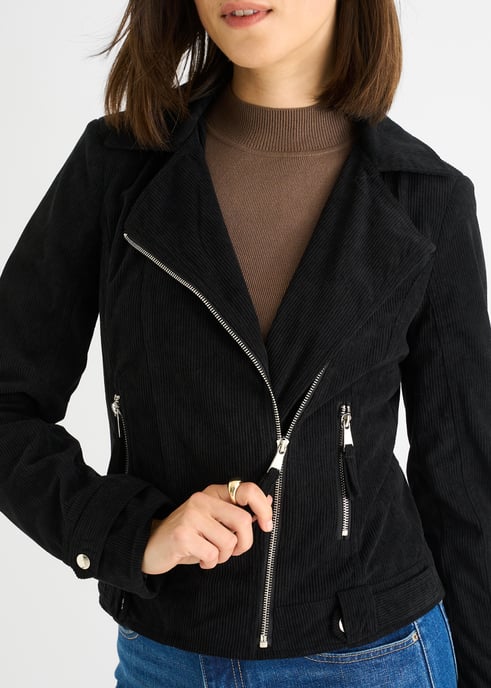Svart manchester Biker Zip Up Jacka - Image 2