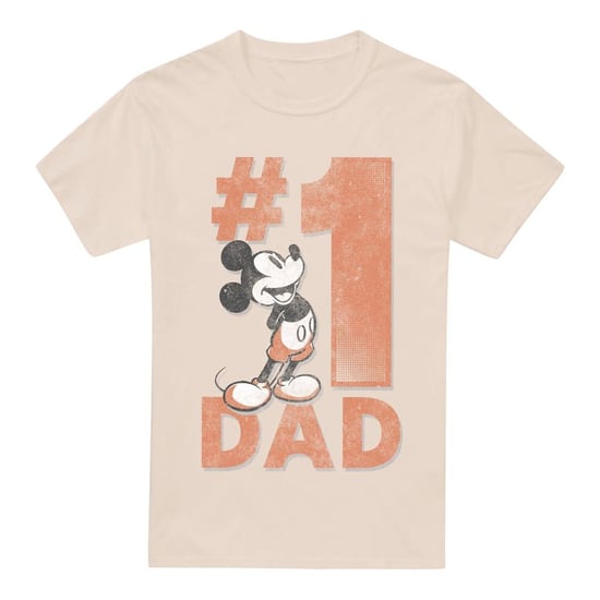 Disney Mens Number 1 Dad Mickey Mouse T-Shirt (Natural) - Image 1