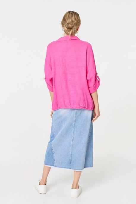 Pink Sequin Detail 3/4 Turn-Up Sleeve Shirt - Image 3