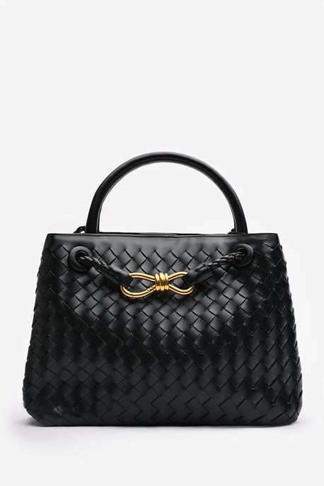 Wheres That From Womens 'Luna' Woven Leather Tote Bag With Gold Detail - Image 2
