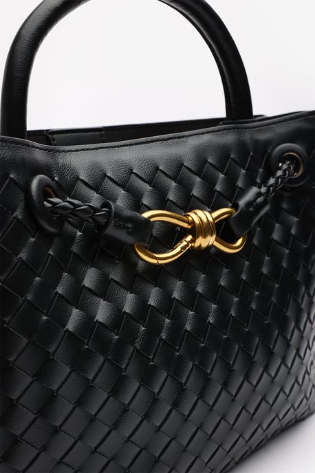Wheres That From Womens 'Luna' Woven Leather Tote Bag With Gold Detail - Image 4