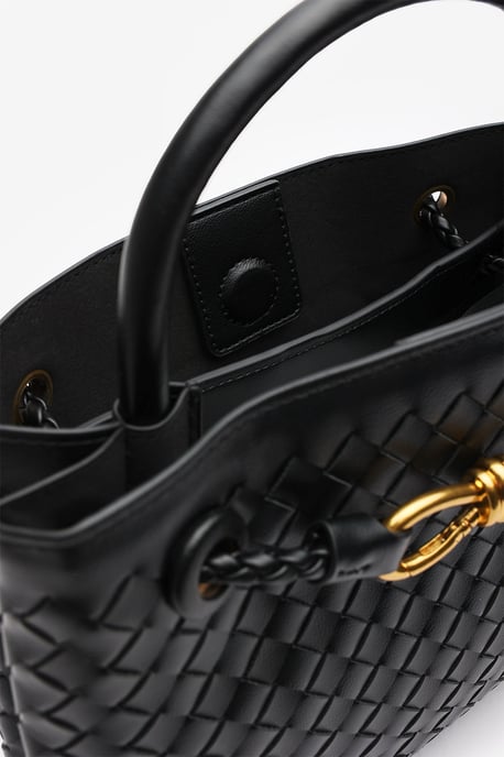 Wheres That From Womens 'Luna' Woven Leather Tote Bag With Gold Detail - Image 6