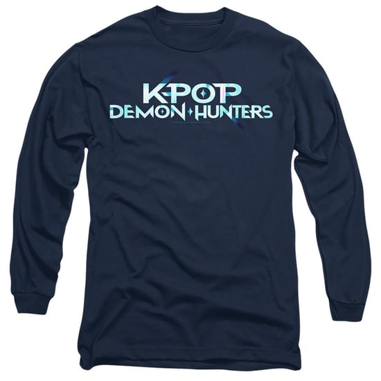 K-Pop Demon Hunters Unisex T-shirt met lange mouwen en logo voor volwassenen (Marine/Cyan) - Image 1