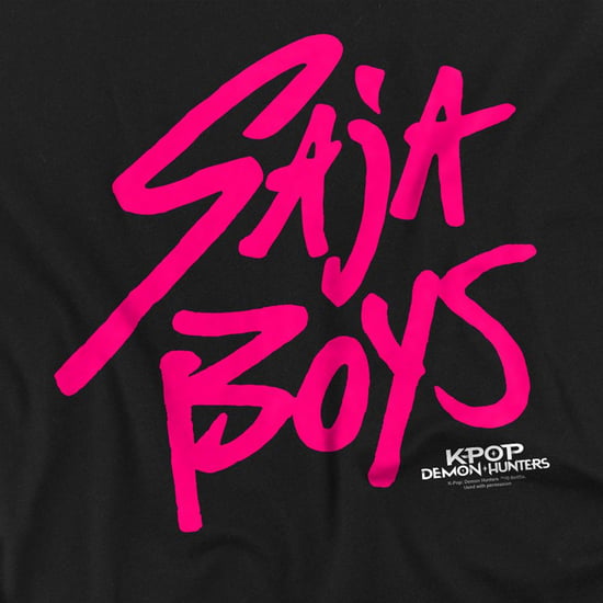 K-Pop Demon Hunters Unisex Adult Saja Boys Logo Long-Sleeved T-Shirt (Black/Pink) - Image 3