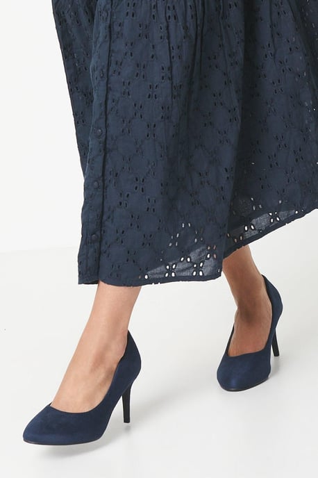 Good For The Sole: Wide Fit Elsa Almond Toe Stiletto Heel Court Shoes - Image 1