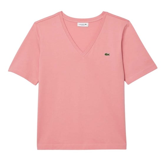 Lacoste Dames/Dames Katoen V Hals Relaxed Fit T-shirt (Roze) - Image 1