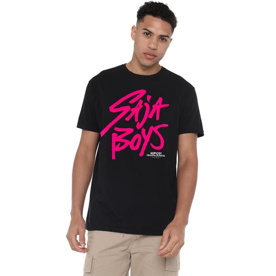 K-Pop Demon Hunters Unisex Adult Saja Boys Logo T-Shirt (Black/Pink) - Image 1