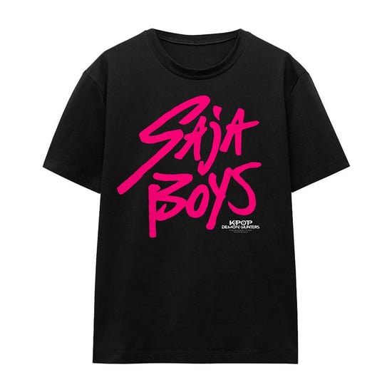K-Pop Demon Hunters Womens/Ladies Saja Boys Logo T-Shirt (Black/Pink) - Image 1