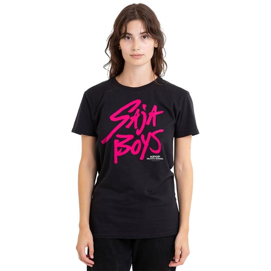 K-Pop Demon Hunters Womens/Ladies Saja Boys Logo T-Shirt (Black/Pink) - Image 4