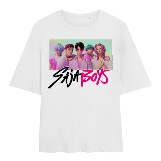 K-Pop Demon Hunters Womens/Ladies Saja Boys Photo Frame Oversized T-Shirt (White) - Image 1