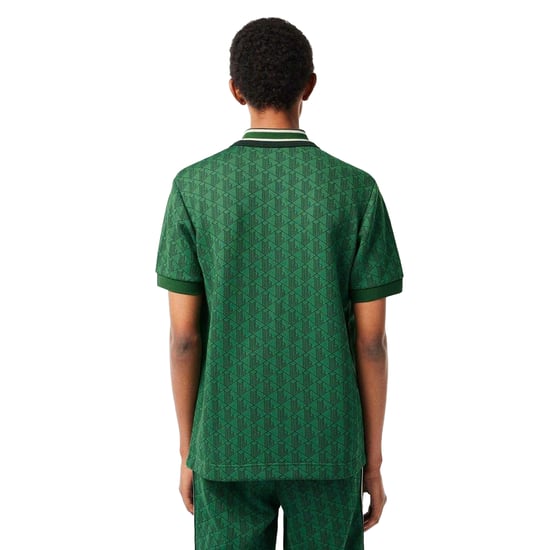 Lacoste Mens Monogram Jacquard Classic Polo Shirt (Green) - Image 2
