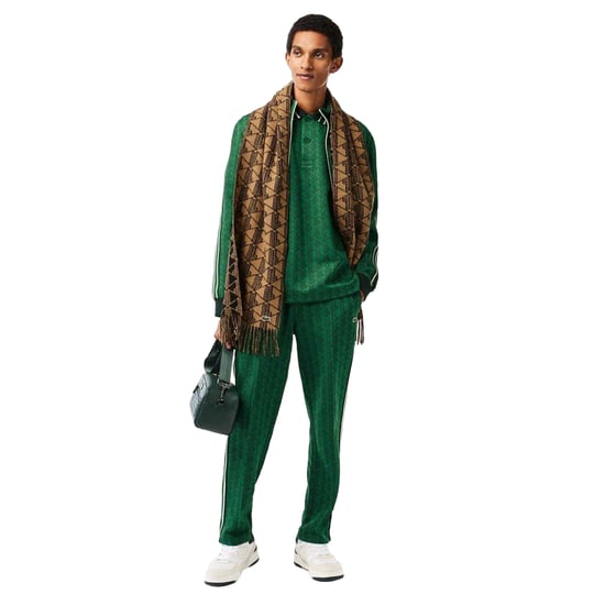 Lacoste Mens Monogram Jacquard Classic Polo Shirt (Green) - Image 5