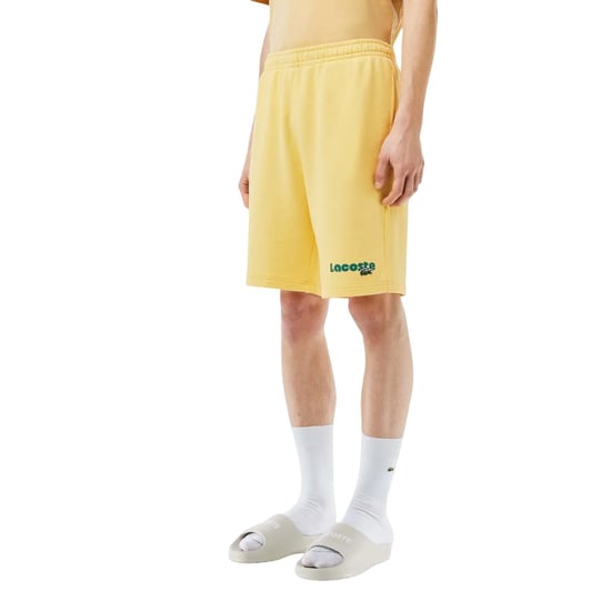 Lacoste Heren Fleece Printed Washed Shorts (Geel) - Image 4